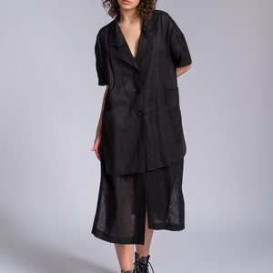 Maxi cardigan en lin, tablier et tunique d'été en lin certifié OEKO-TEX A92276