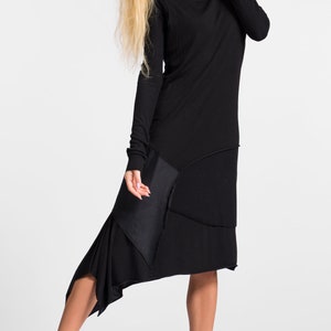 Plus Size Asymmetrisches Kleid, Mehrlagiges Kleid aus Mischgewebe A03788