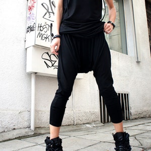 Loose Casual Black Drop Crotch Harem Pants / Casual Black Pants A05063