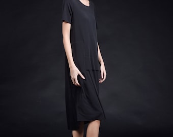 Asymmetric Long Sleeve Layer Dress A90410