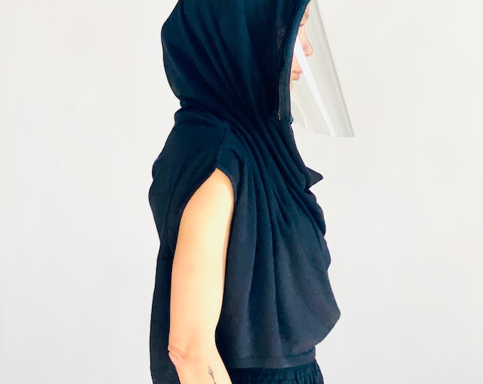 Oversized Cotton Zipper Hood Shield Covering ,Face protective Shield ,Cotton Loose Hood Anti-fog Spray fully knit hood by Aakasha A40959