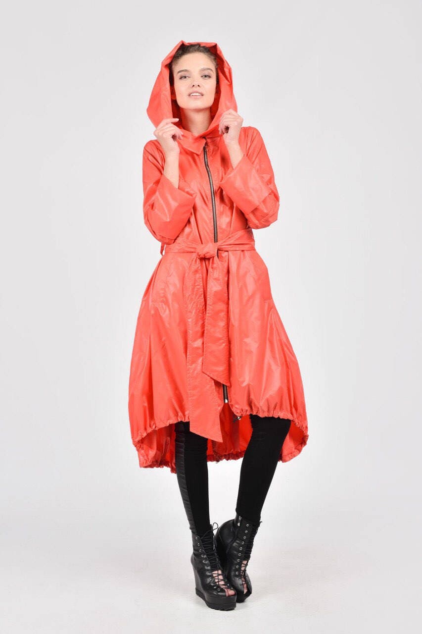 maxi raincoat with hood