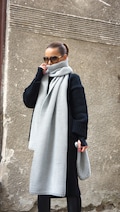 Light Grey  Warm Extra Long Shawl / All Knit Warm Extravagant Scarf by AAKASHA A13364 product logo