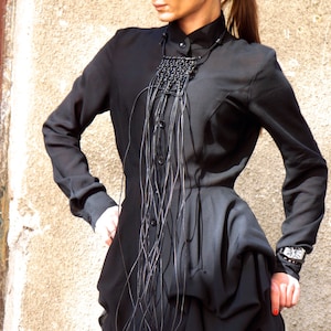 NEW Collection Black Extravagant Leather Macrame Necklace   by AAKASHA A16196