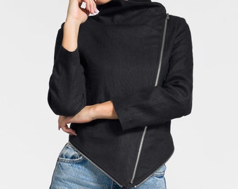 Linen Blazer Detachable Basque Waistline  Jacket  A92076