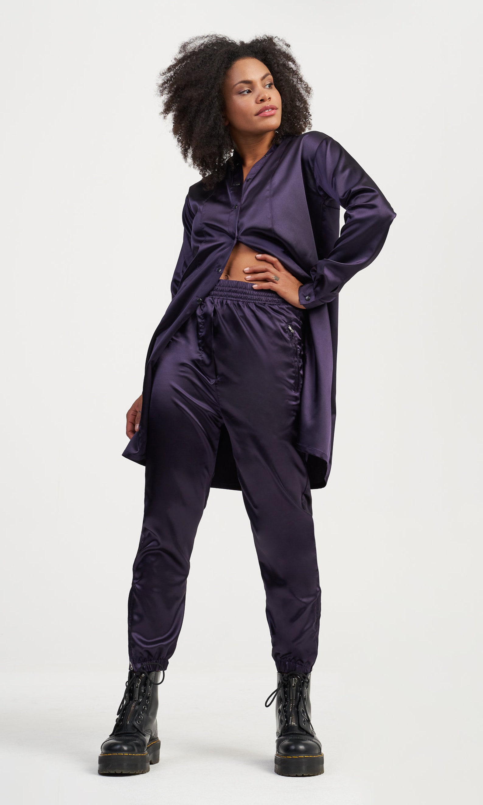 Purple Satin Harem Pants Etsy