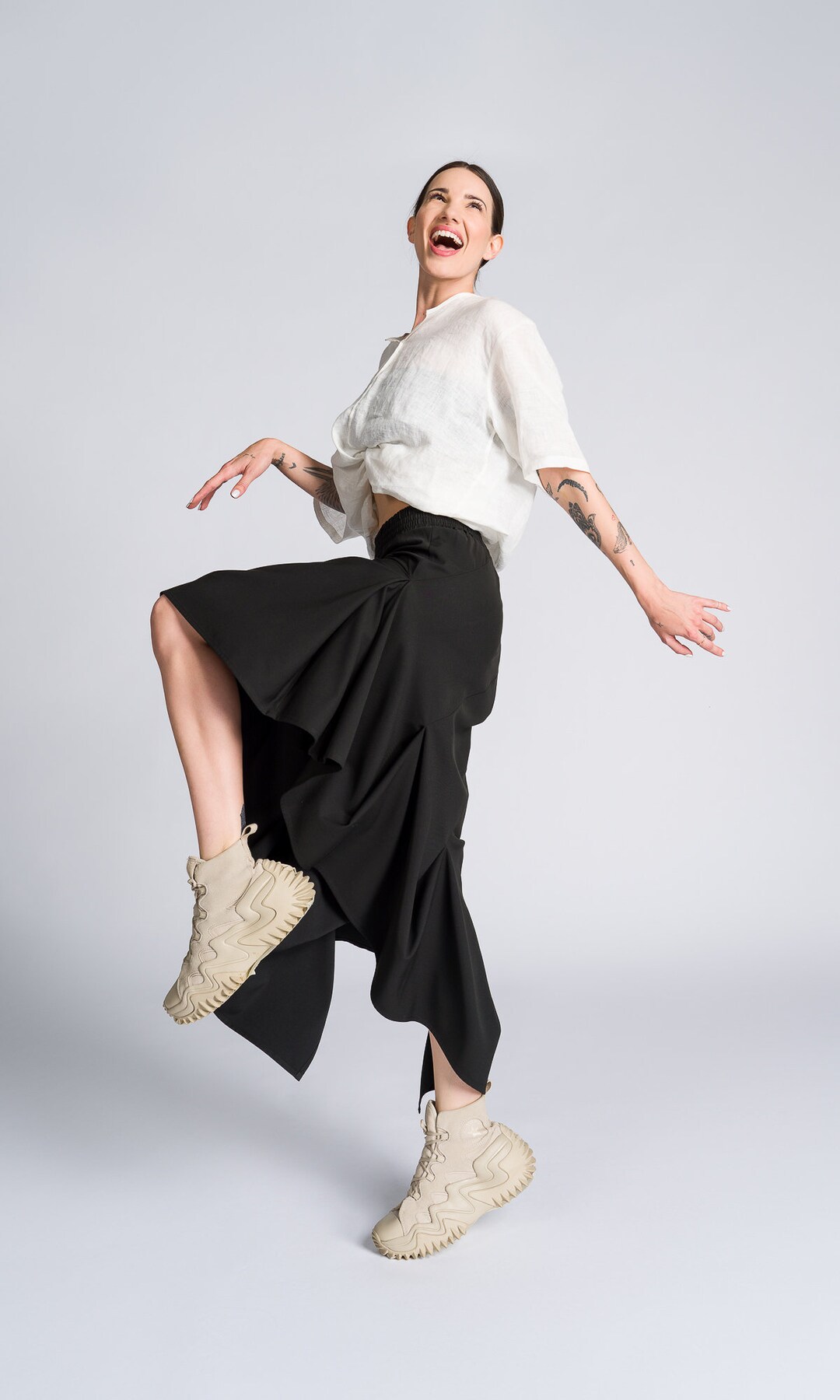 スカート Shirt Style Asymmetric Silk Skirt Desi Asymmetrical Satin Skirt