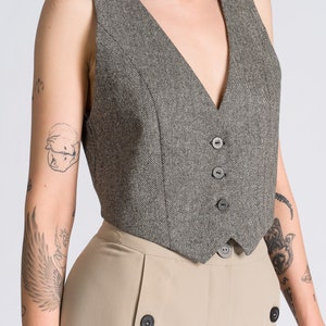 Short Herringbone Suit Vest A92296