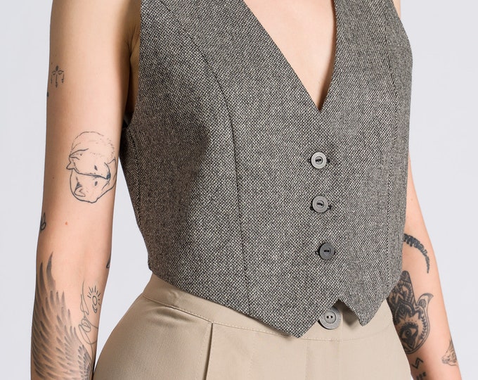 Short Herringbone Suit Vest A92296