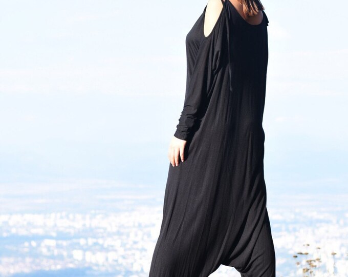 NEW Collection Black Viscose  Jumpsuit  / Extravagant Loose Jumpsuit  both long sleeves and sleeveless  by AAKASHA A19316