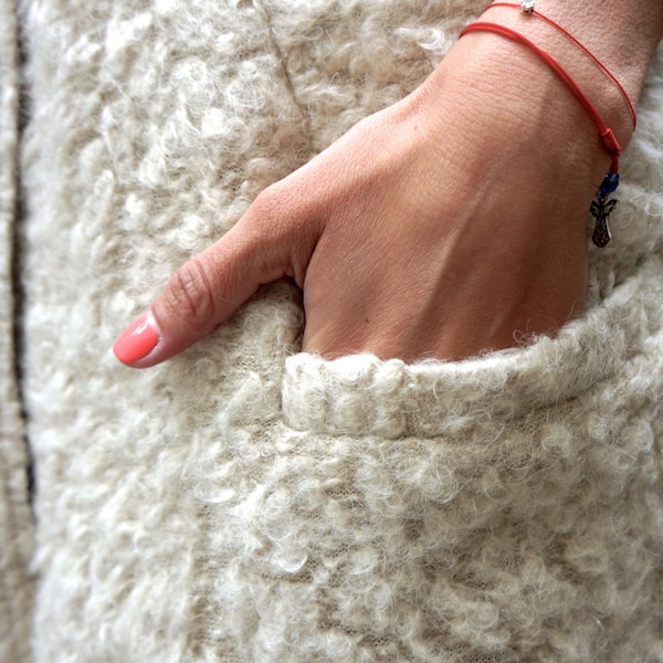 Winter Ivory Wool Sleeveless Vest  / Extravagant sleeveless Coat by AAKASHA A02174