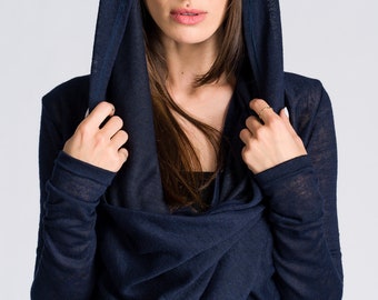Summer  Cardigan , Long-Sleeve Top with Long Draped Front A92315