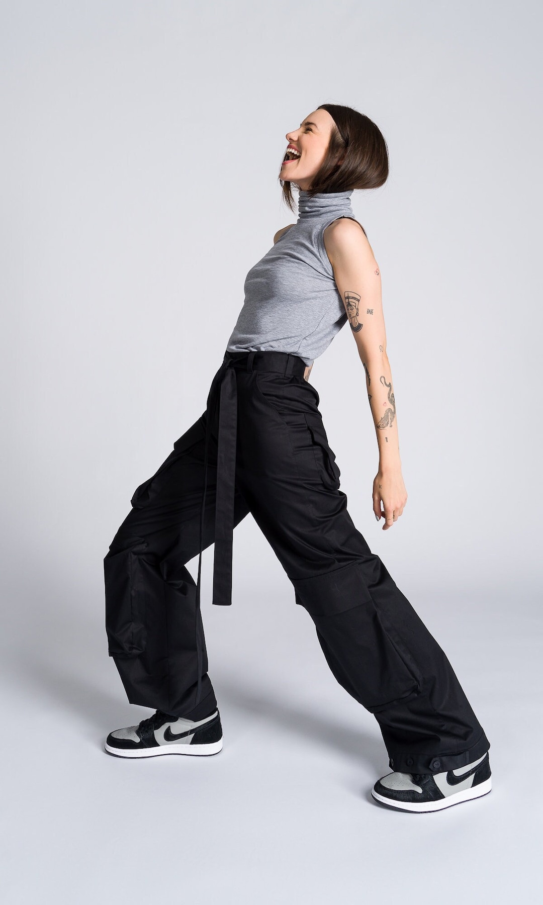 Plus Size Wide Leg Cargo Pants, Cotton Loose Pants A92310 - Etsy