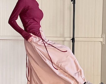 Falda larga, corte relajado, estilo bohemio, tallas grandes, cintura elástica con bolsillos.