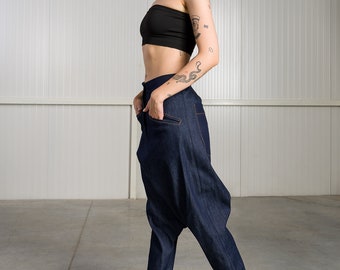 Deep Drop Crotch Denim Pants A92314 - Etsy