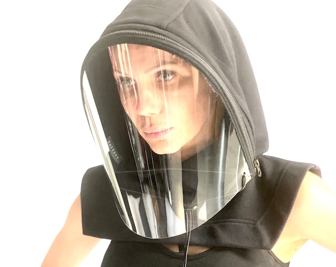 Hooded Face Shield Reusable, Anti Fog Shield Mask , Face Mask Adults, Face Hood Mask, Protective Face Wear, Zipper Shield  by Aakasha