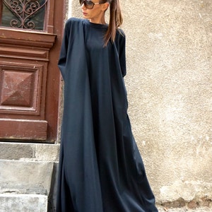 New Maxi Dress / Black Kaftan/ Long Sleeves / Side Pockets ...