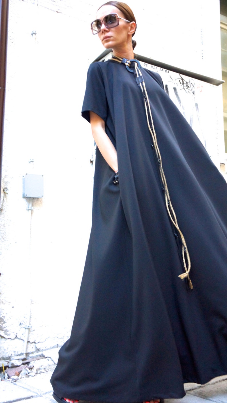 NEW Maxi Dress / Black Kaftan / Extravagant Long Dress / Party Dress / Daywear Dress by AAKASHA A03137 image 1