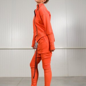 Katoenen sweater met asymmetrische ritssluiting, mouwen met duimgat A92214 afbeelding 4