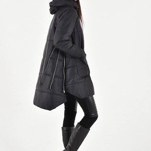 Warm Hooded Jacket Winter Zipper Coat with Pockets Quilted Parka  HandMade by Aakasha A20771