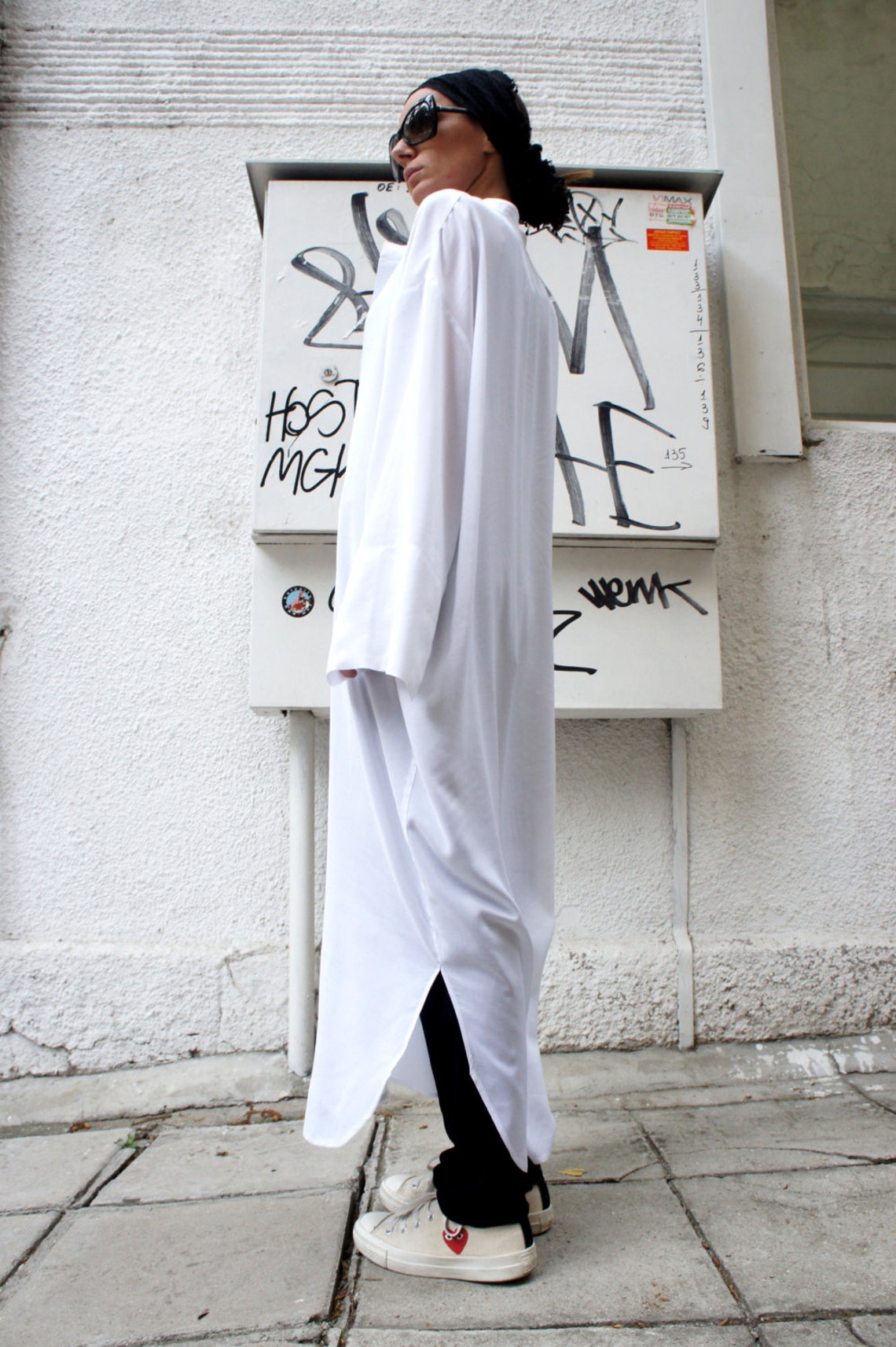 White Long Oversize Loose Shirt/ Asymmetric Maxi Shirt/ Summer - Etsy