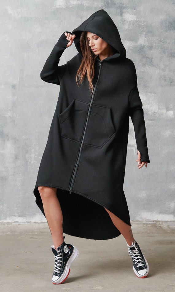 Extra Long Zippered Hoodie A92041 - Etsy Extra Long Zippered Hoodie A92041 - Etsy
