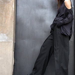 NEW Loose Black Pants / Wide Leg Pants Spring Extravagant Collection A05115 image 2