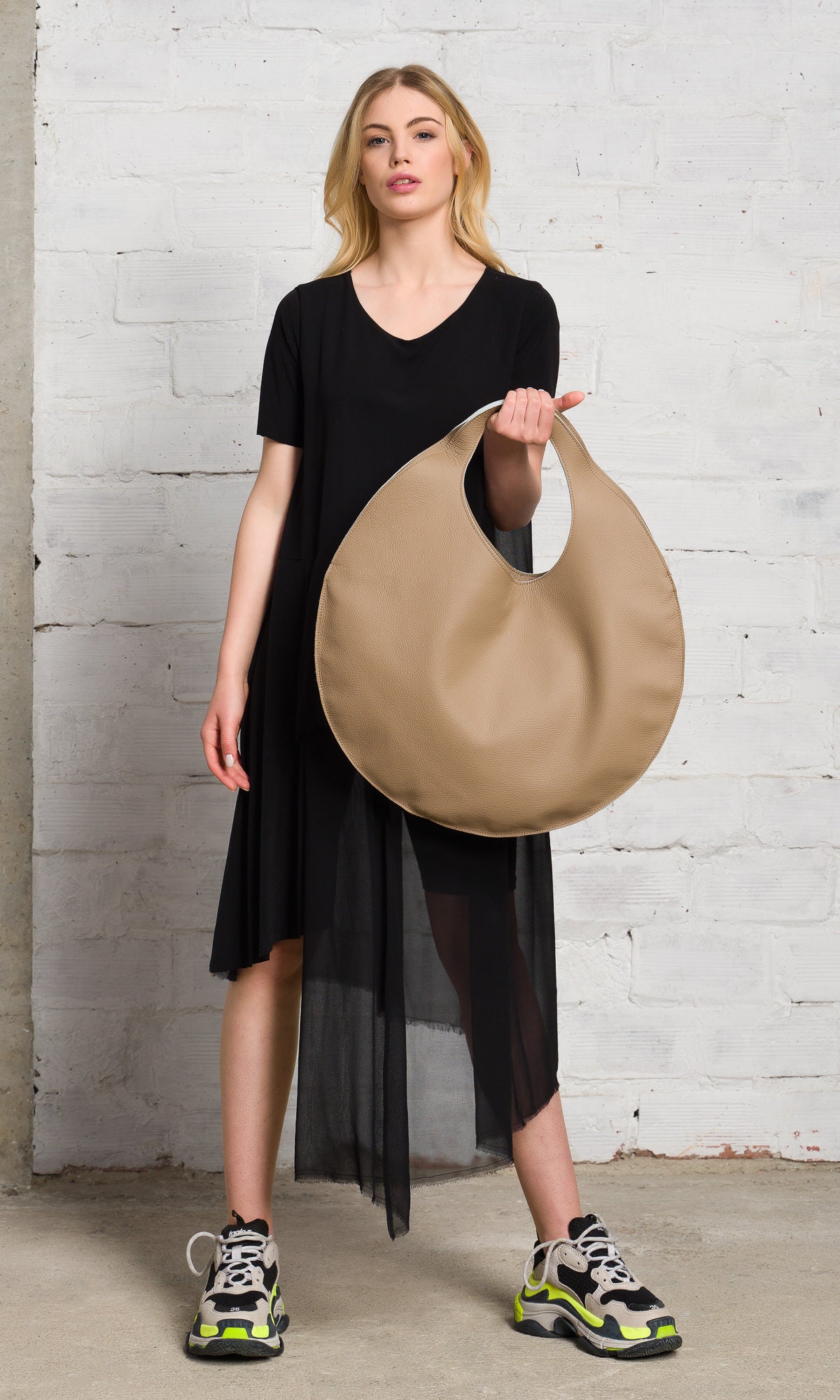 Circle Leather Hobo BAG A92140 - Etsy Circle Leather Hobo BAG A92140 - Etsy