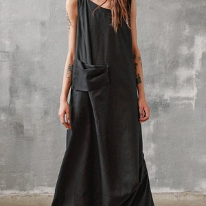 Linen Plus Size Jumpsuit, Asymmetric Linen Drop Crotch Jumpsuit , Summer Linen OEKO-TEK Certified Oversized Romper by Aakasha A92015