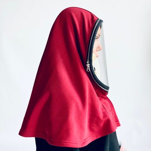 Fully Zipper Polycarbonate Hood Shield , Face protective Shield , 10 ml Anti-fog Spray included , Cotton Loose Hood by Aakasha