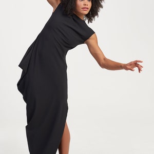 Vestido de fiesta asimétrico con drapeado, vestido de noche hecho a mano