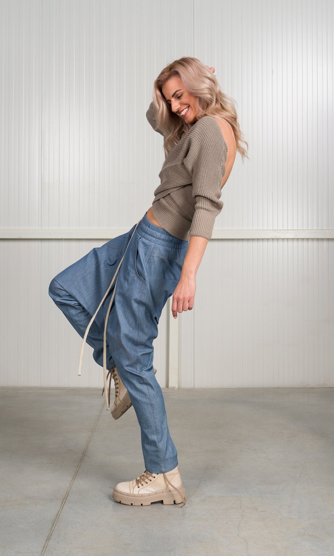 Poly Chambray Taffeta Pants