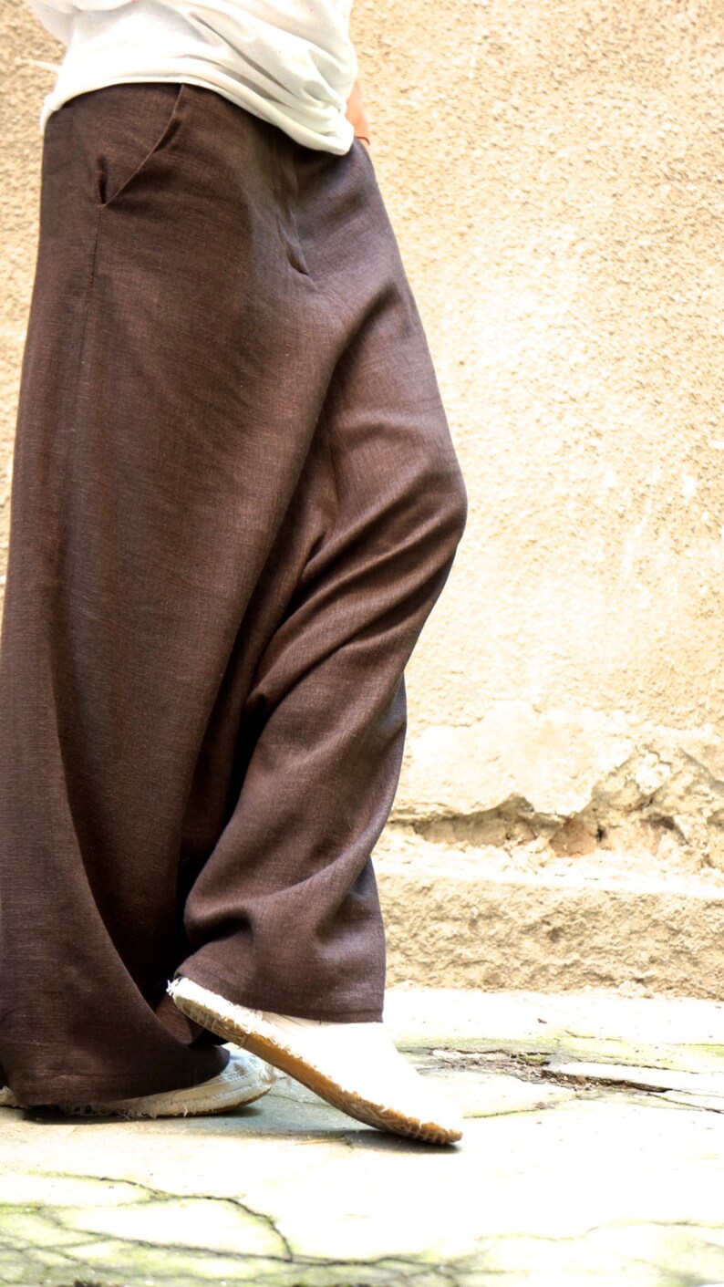 NEW Collection Loose Linen Brown Harem Pants / Extravagant Etsy