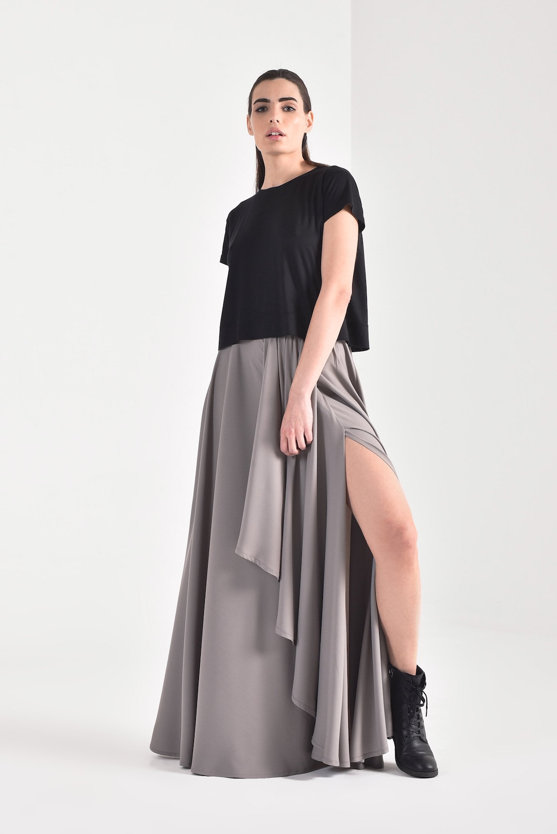 Maxi Extravagant Draped Skirt A90480 - Etsy