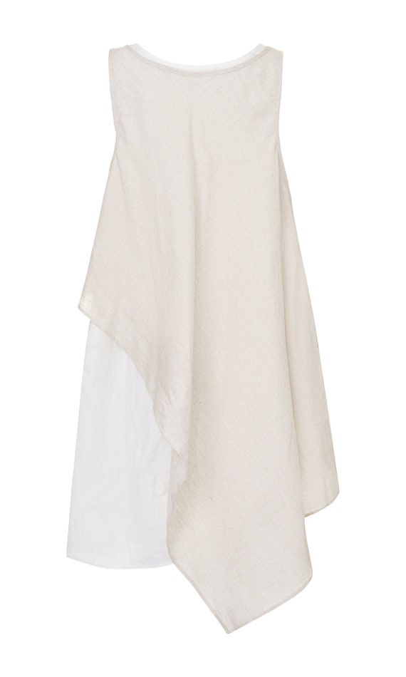 Layered Sleeveless Linen Tunic Combo , Flowing Summer Linen