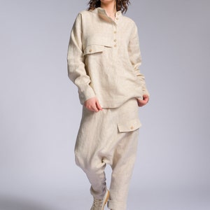 Linen Shirt with Decorative Flap Pocket A92257