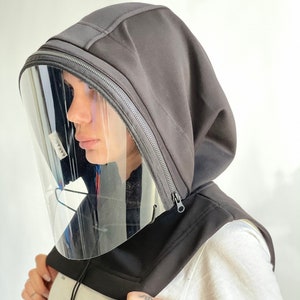 Hooded Face Shield Reusable, Anti Fog Shield Mask , Face Mask Adults, Face Hood Mask, Protective Face Wear, Zipper Shield  by Aakasha