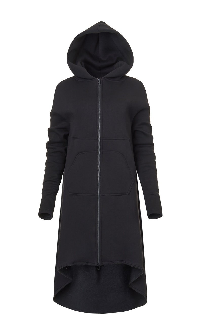 Extra Long Zippered Hoodie A92041 image 5