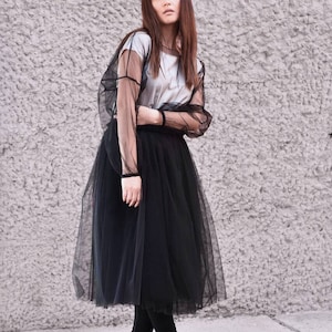 plus Size Tutu Tulle Dress, Organza Midi Dress, Handmade Party Tunic by AAKASHA A90150