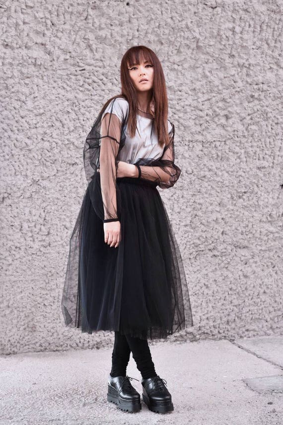 plus Size Tutu Tulle Dress, Organza Midi Dress, Handmade Party Tunic by AAKASHA A90150