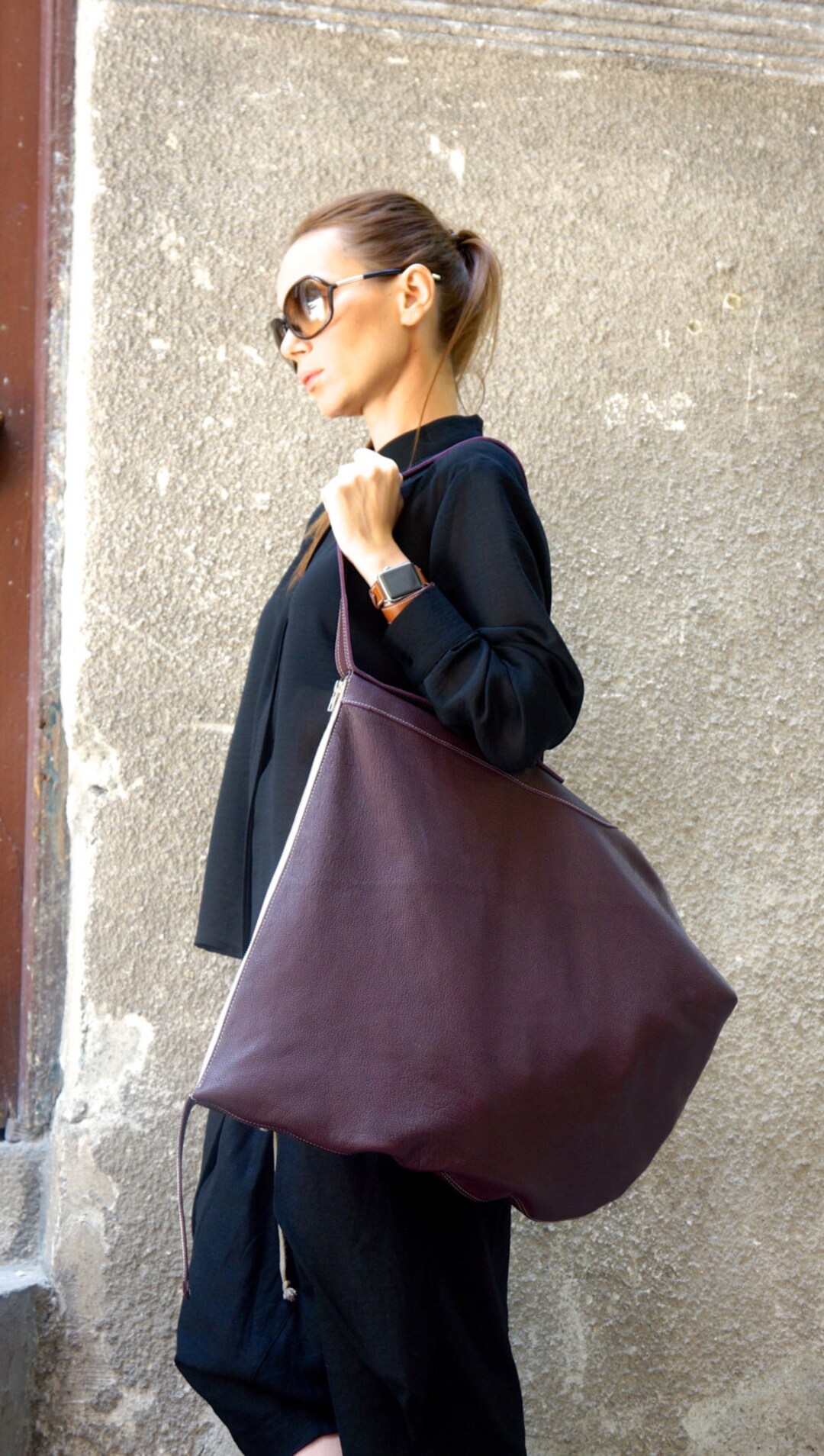 NEW AW Genuine Leather Burgundy Bag / High Quality Tote