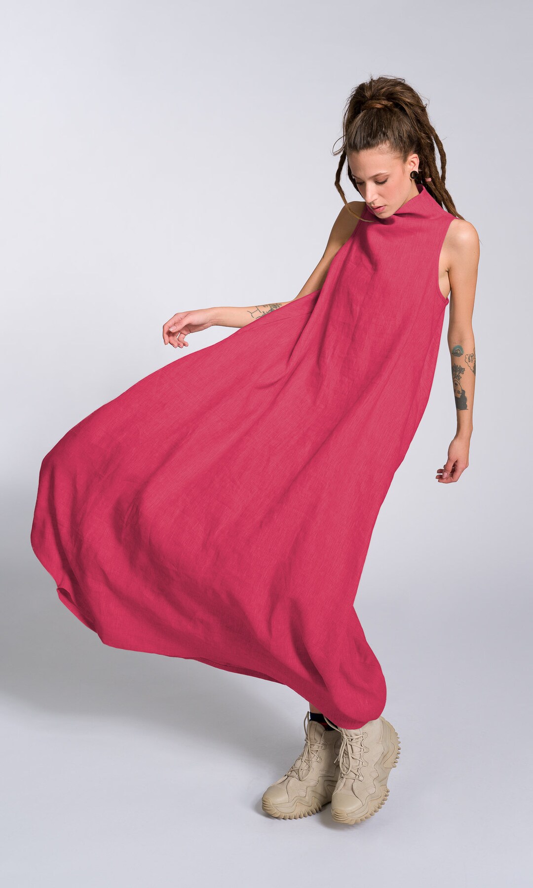 Soft Skin-Friendly Linen Cocoon Dress main image 1