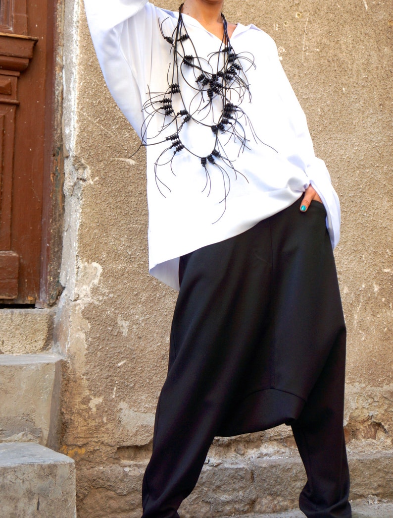 black drop crotch pants