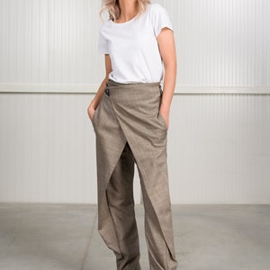 Plain Weave Pants with Overlap Front A92211