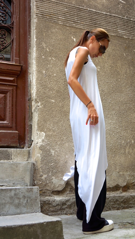 NEW White Loose Maxi Tank Top / Soft Asymmetric Casual Wear / Maxi Dress /  Extravagant Tunic Top A04275 - Etsy