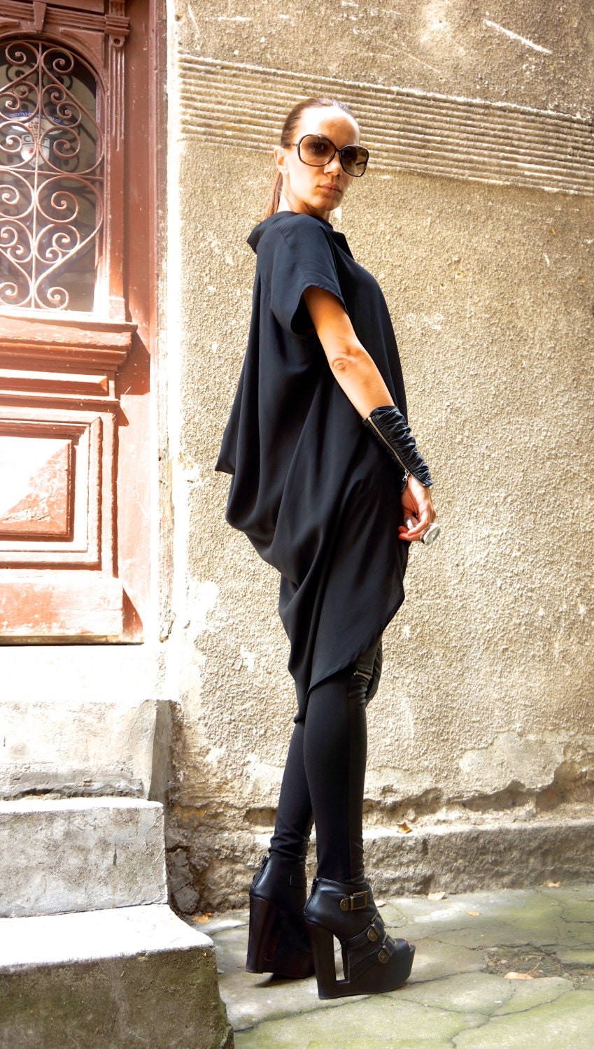 NEW COLLECTION Black Loose Extravagant Shirt / Asymmetric - Etsy UK