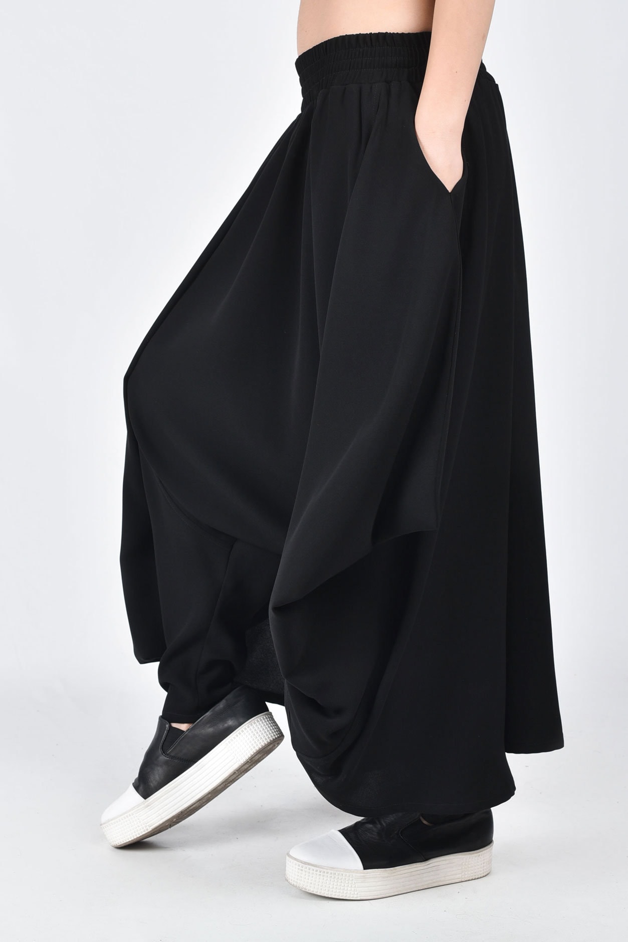 Wide Black Skirt - Pants A05383 - Etsy Wide Black Skirt - Pants A05383 - Etsy