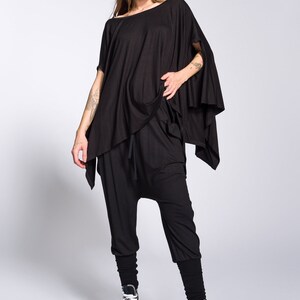 Loose Drop Crotch Pants with Ribbed Cuffs image 7