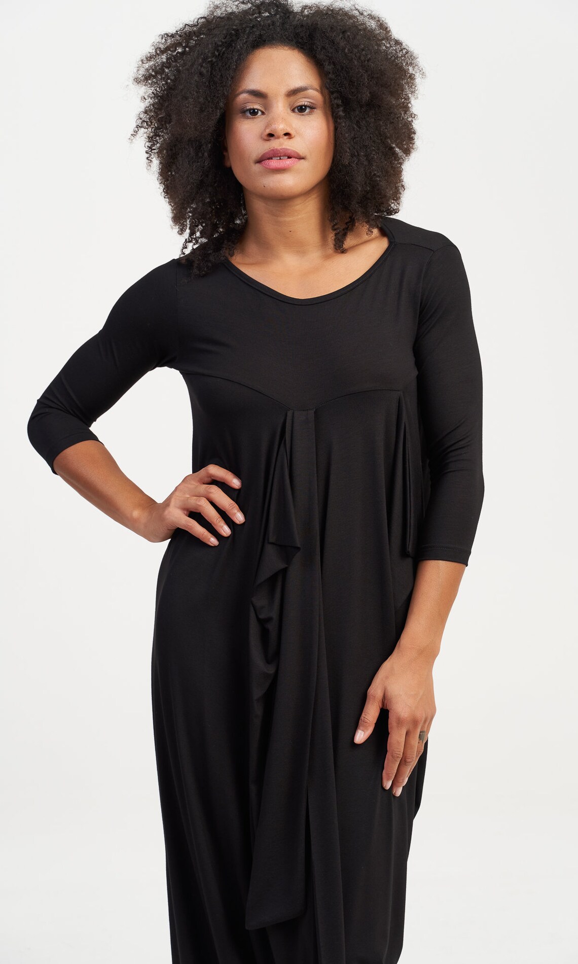 Long Asymmetric Dress In Stretch Fabric