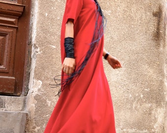 New Collection XXL,XXXL Maxi Dress / Red Kaftan / Extravagant Long  Dress / Party Dress / Daywear Dress by AAKASHA A03210
